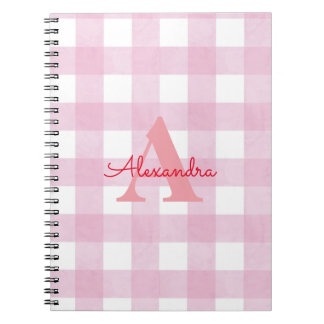 Rosa Gingham Decor Anteckningsbok
