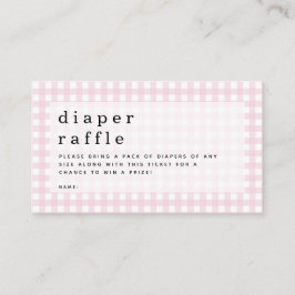 Rosa Gingham Diaper Raffle Picnic Baby Shower Tilläggskort