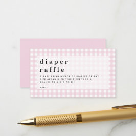 Rosa Gingham Diaper Raffle Picnic Baby Shower Tilläggskort