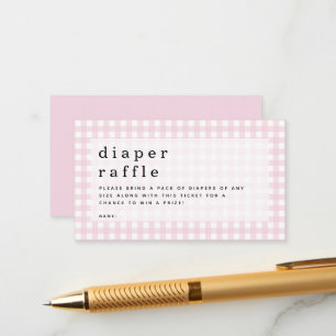 Rosa Gingham Diaper Raffle Picnic Baby Shower Tilläggskort