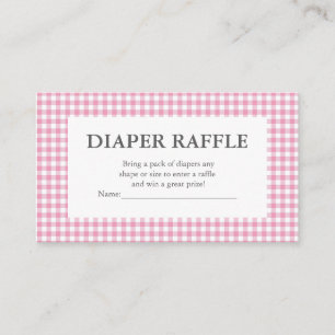 rosa gingham diaper raffle tilläggskort