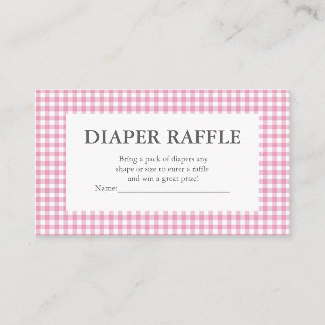 rosa gingham diaper raffle tilläggskort (Framsida)