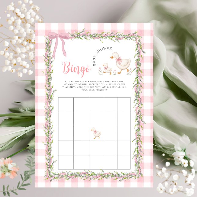 Rosa Gingham Dumma Gås Bebisdopp Bingo Spel (Skapare uppladdad)