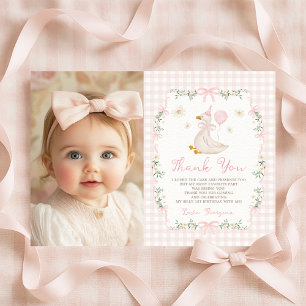 Rosa Gingham En Dum Galet Födelsedagsfoto Tack Kort