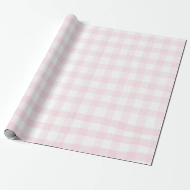 Rosa gingham enfaldiga små rutor rutmönster presen presentpapper (Utrullad)