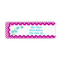 Rosa Gingham & F Background Returadress Sticker