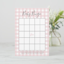 Rosa Gingham Flicka Shower Bingo Cards Rådkort