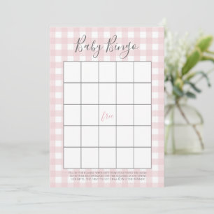 Rosa Gingham Flicka Shower Bingo Cards Rådkort