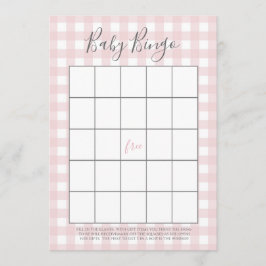 Rosa Gingham Flicka Shower Bingo Cards Rådkort