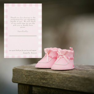 Rosa Gingham Flicka Shower Message Tack Kort