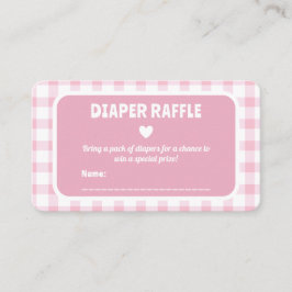Rosa Gingham Flickas Baby Shower Blöja Lotteri Bil Tilläggskort