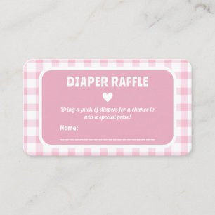 Rosa Gingham Flickas Baby Shower Blöja Lotteri Bil Tilläggskort
