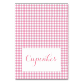 Rosa gingham Food Tält Cards Bordsnummer