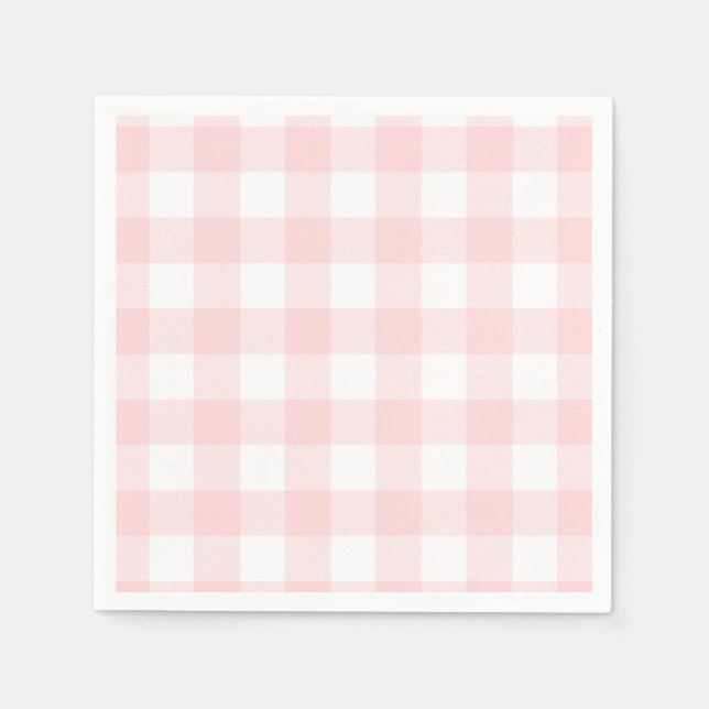 Rosa Gingham for Påskhare & Egg Pappersservett (Framsidan)