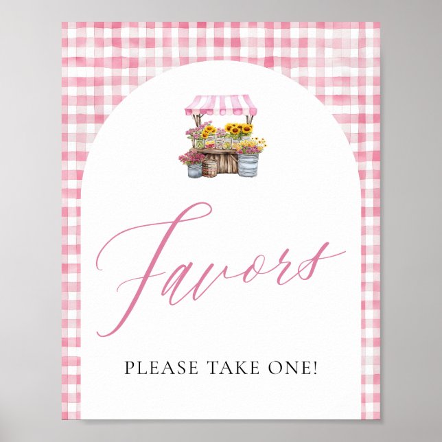 Rosa Gingham Fresh from Market Favorites Sign Poster (Framsidan)