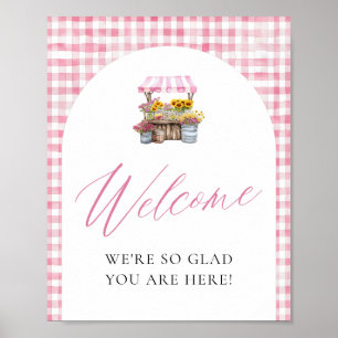 Rosa Gingham Fresh Off Market Välkomstskylt Poster
