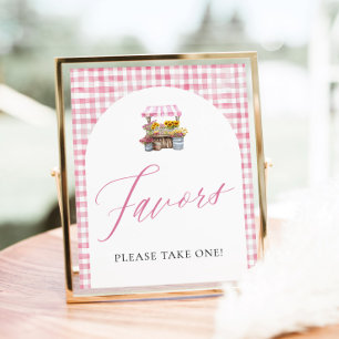 Rosa Gingham Fresh Off The Market Presentkortsskyl Poster