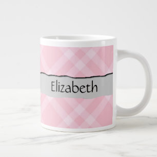 Rosa Gingham, Gingham Mönster, ditt namn Jumbo Mugg