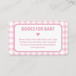 Rosa Gingham Girl Baby Shower Bokar for Baby Tilläggskort