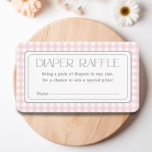 Rosa Gingham Girl Baby Shower Diaper Raffle