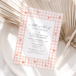 Rosa Gingham Girl Baby Shower Inbjudningar