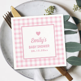 Rosa Gingham Girl Baby Shower Pappersservett