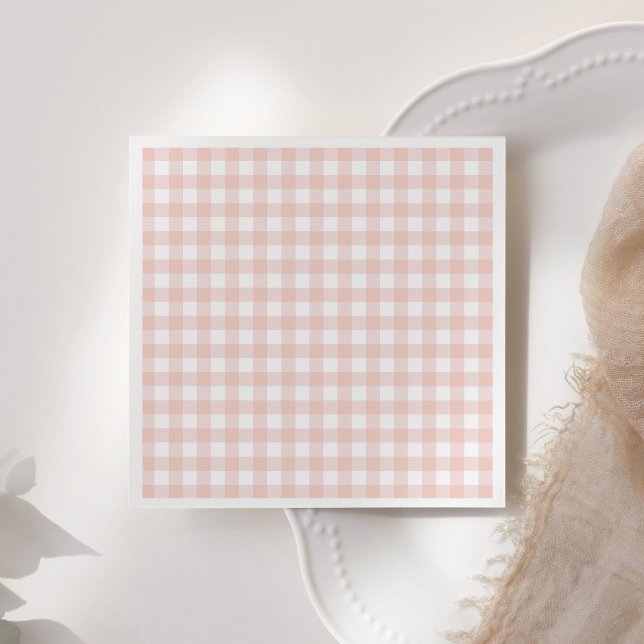 Rosa Gingham Girl Baby Shower Pappersservett (Skapare uppladdad)