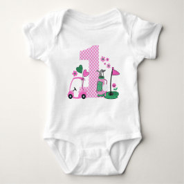 Rosa Gingham Golf First Birthday Girl Shirt T
