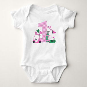 Rosa Gingham Golf First Birthday Girl Shirt T