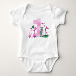 Rosa Gingham Golf First Birthday Girl Shirt T Shirt