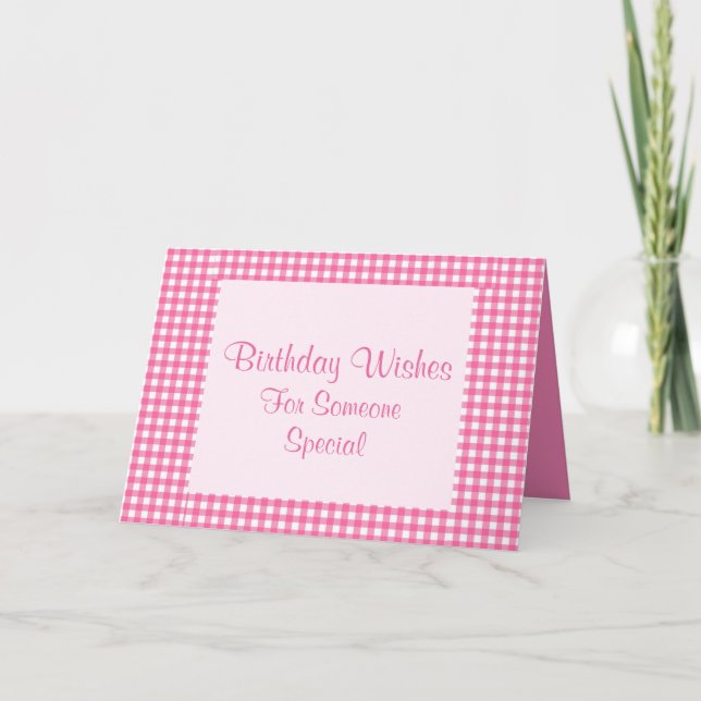 Rosa Gingham Greeting Card Kort (Framsida)