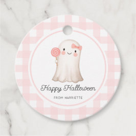 Rosa Gingham Happy halloween Cute Ghost Gåvor Etiketter