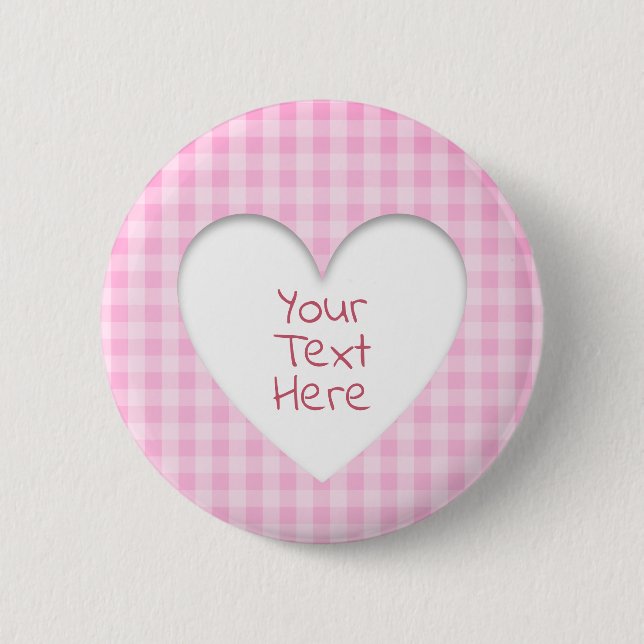 Rosa Gingham Heart Knapp (Framsida)