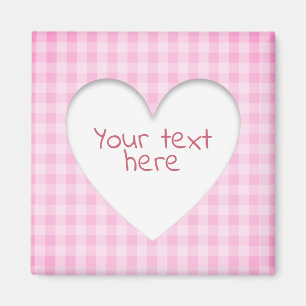 Rosa Gingham Heart Magnet