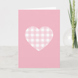 Rosa Gingham-hjärta Helgkort