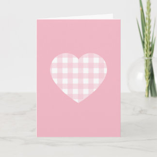 Rosa Gingham-hjärta Helgkort