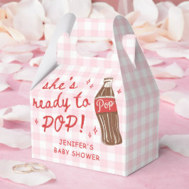 Rosa Gingham Hon är redo att poppa Baby Shower-fav Presentaskar