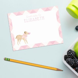 Rosa Gingham Hund with Bow Kids Anpassningsbar Lun Post-it Block