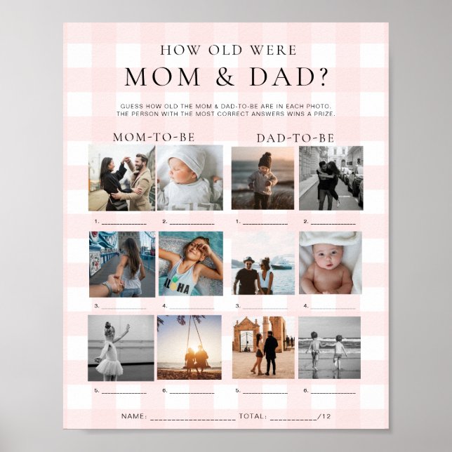 Rosa Gingham Hur gammalt var fotopatame mellan Mam Poster (Framsidan)