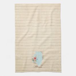 Rosa Gingham Illinois State Mönster Kitchen Towel Kökshandduk
