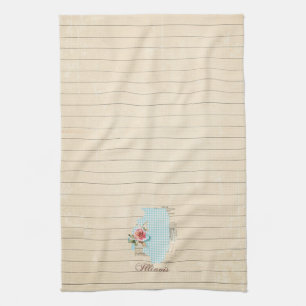 Rosa Gingham Illinois State Mönster Kitchen Towel Kökshandduk