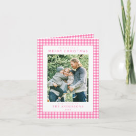 Rosa Gingham Jul Foto Helgkort