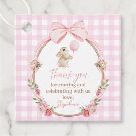 Rosa Gingham Kanin Blommiga Party Förmånsetiketter Gåvor Etiketter