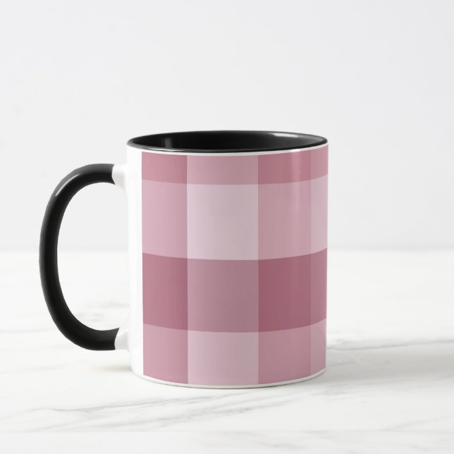 Rosa Gingham-Kärra Rutig Design Mugg (Vänster)