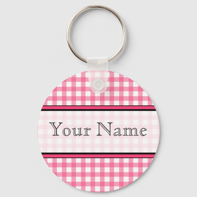 Rosa Gingham Keychain Nyckelring (Framsida)
