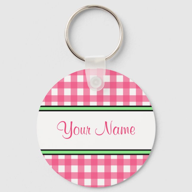 Rosa Gingham Keychain Nyckelring (Framsida)