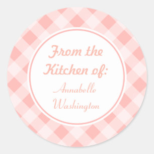 Rosa Gingham Kitchen Stickers Runt Klistermärke