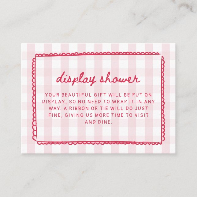 Rosa Gingham Klotter Ram Display Dusch Tilläggskort (Framsida)