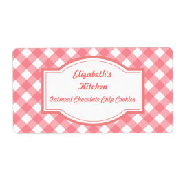 Rosa Gingham Köks Etiketter Fraktsedel
