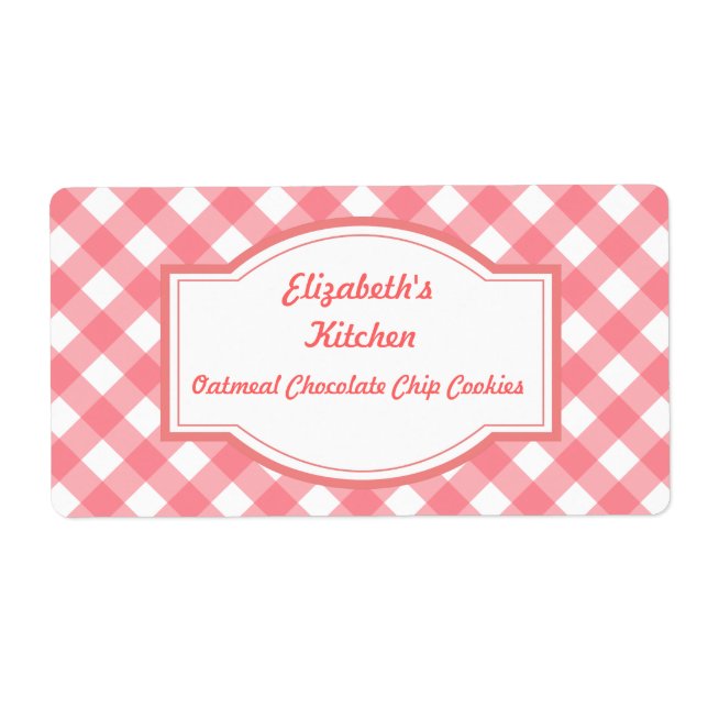 Rosa Gingham Köks Etiketter Fraktsedel (Framsidan)